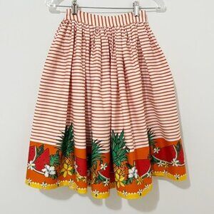 Collectif Retro Swing Skirt Striped Flowers & Fruit Rockabilly XXS